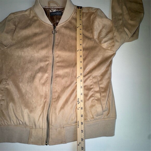Bagatelle Bomber Jacket Womens Size L Tan Floral Embroidered Full Zip Boho - Picture 11 of 12